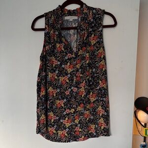 LOFT Floral Sleeveless Blouse - Black, Red, Yellow